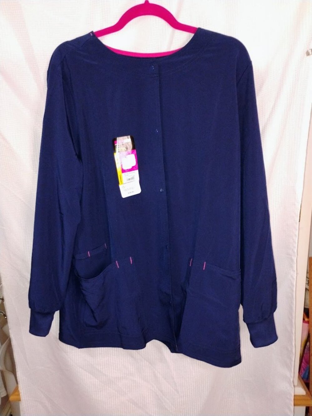 Scrubstar Women's Stretch Snap-Front Warm-Up Scrub Jacket - Navy -
